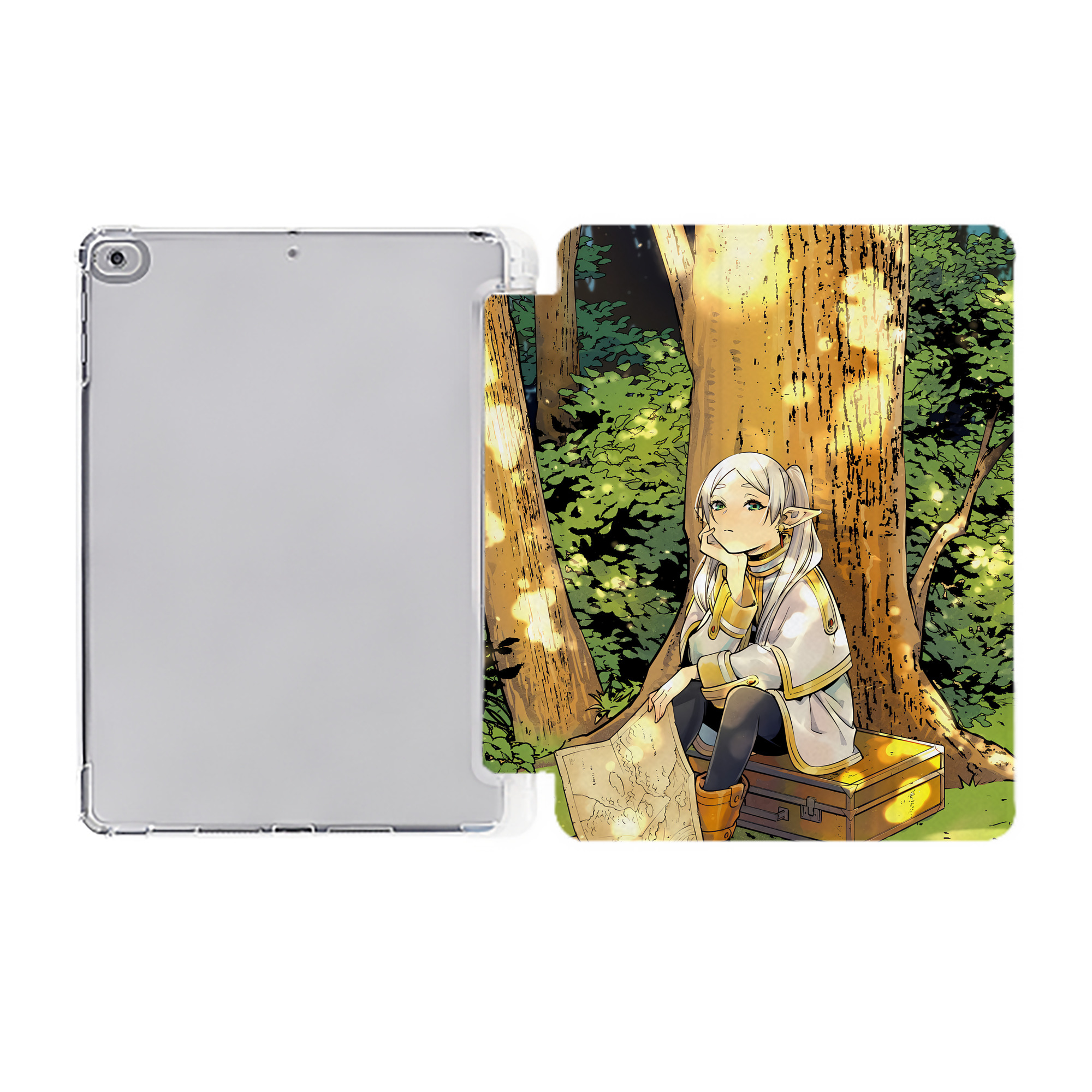 （画像用） 葬送のフリーレン Frieren IPad ケース ペン収納付き 三つ折りスタンド PUレザー×シリコン 対応機種9.5/10.5/10.9インチ